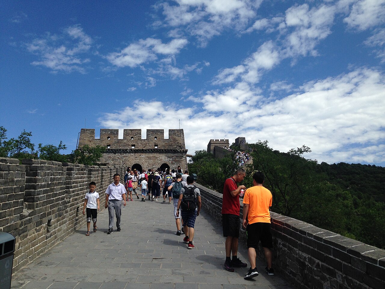 A stone watchtower of the Badaling Great Wall on a hillside